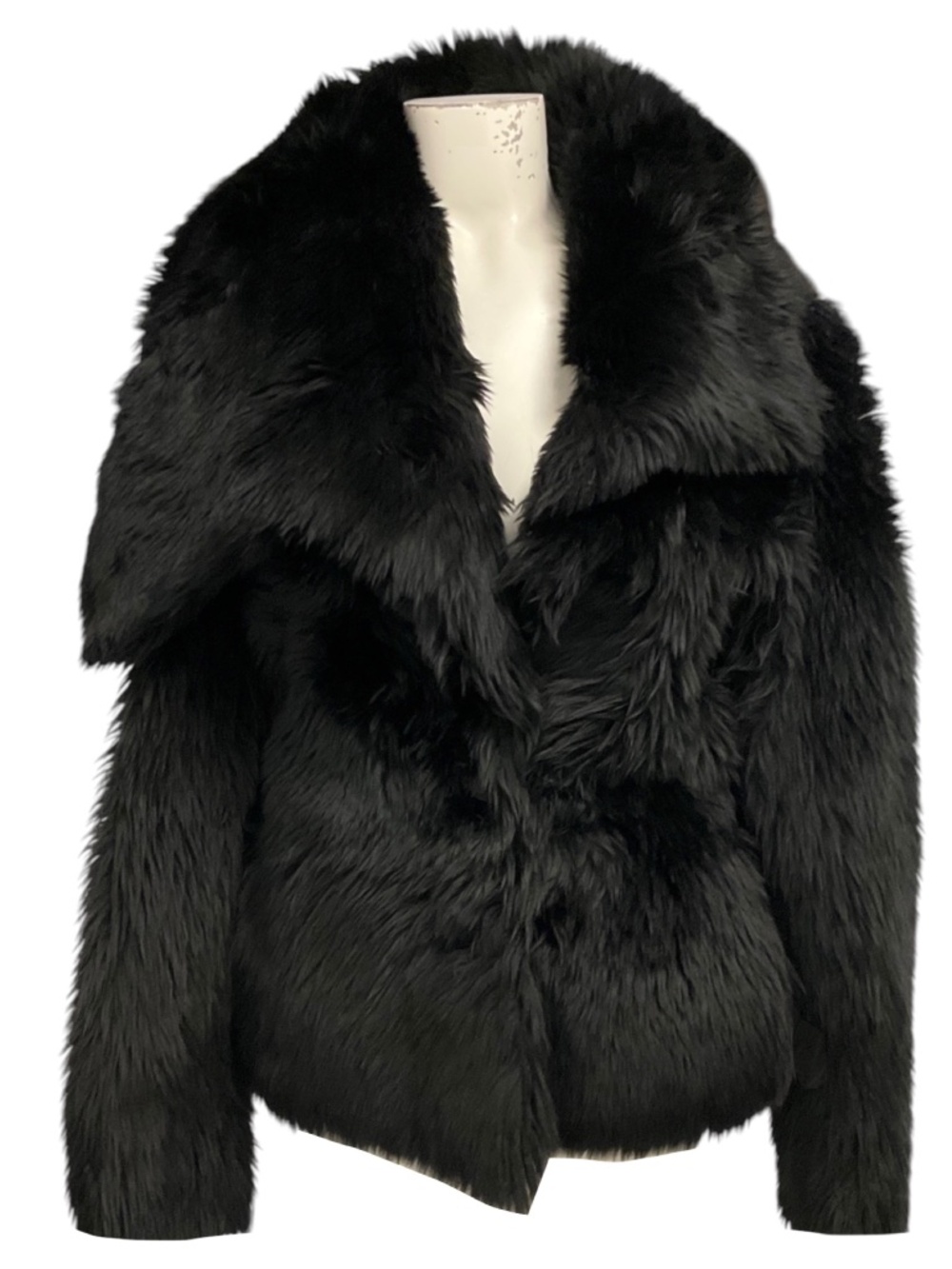 Courreges Black Asymmetric Lamb Shearling Fur and Lambskin Leather Jacket